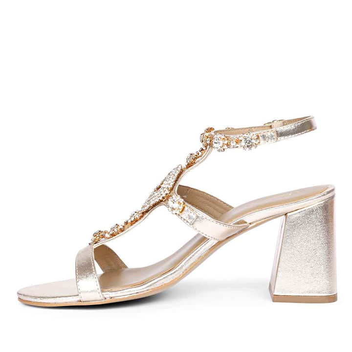 Saint Elettra Platin Leather Multi Stone Jewel Heels