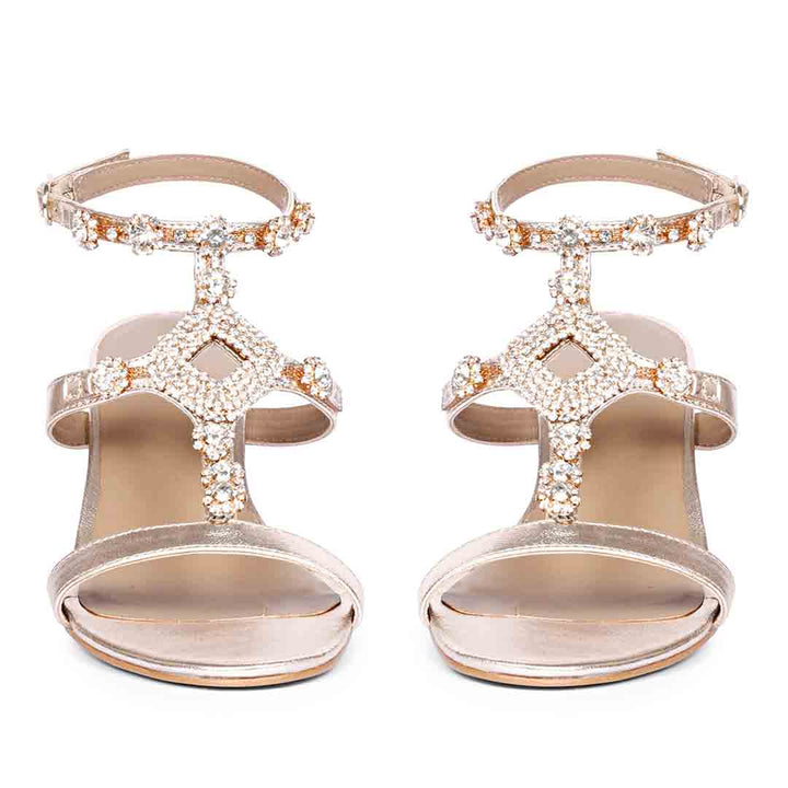 Saint Elettra Platin Leather Multi Stone Jewel Heels