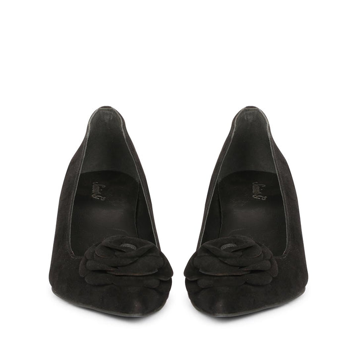 Saint Cora Black Rose Embellished Leather Pumps