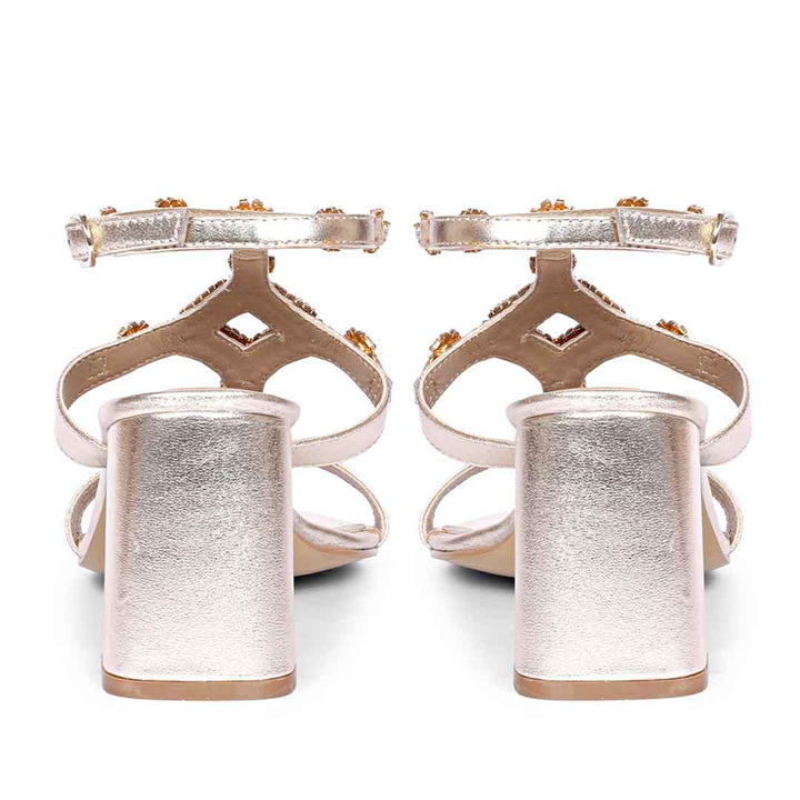 Saint Elettra Platin Leather Multi Stone Jewel Heels