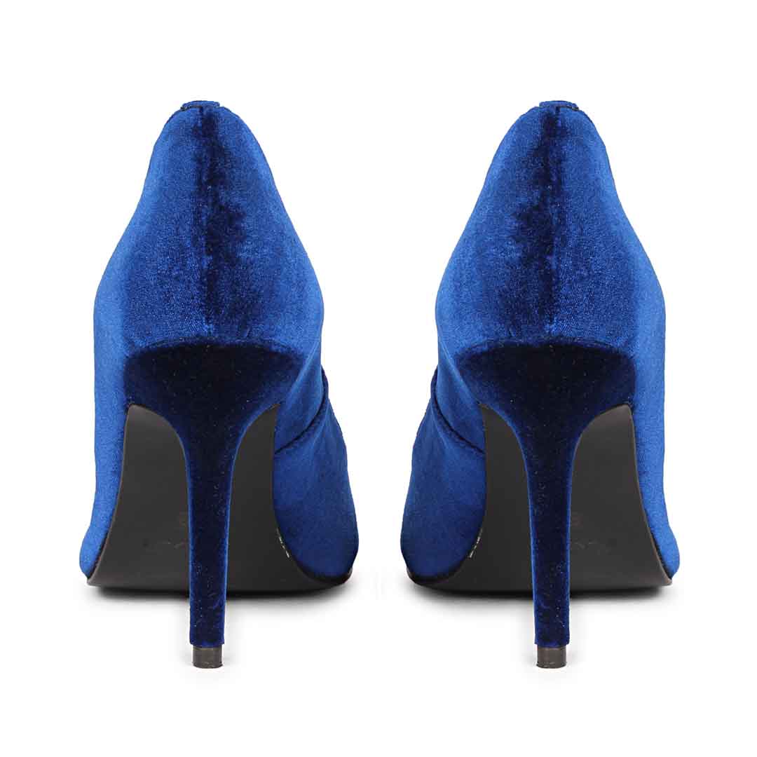 Saint Wren Square Décor Stones Blue Velvet Pumps