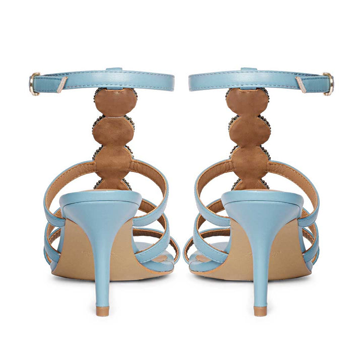 Saint Monroe Multi Stone Embellished Blue Leather Stilettos