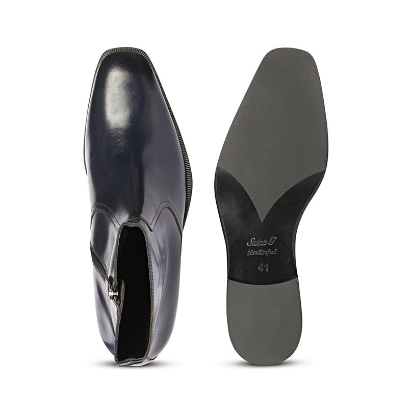 Saint Salvatore Blue Leather Ankle Boots