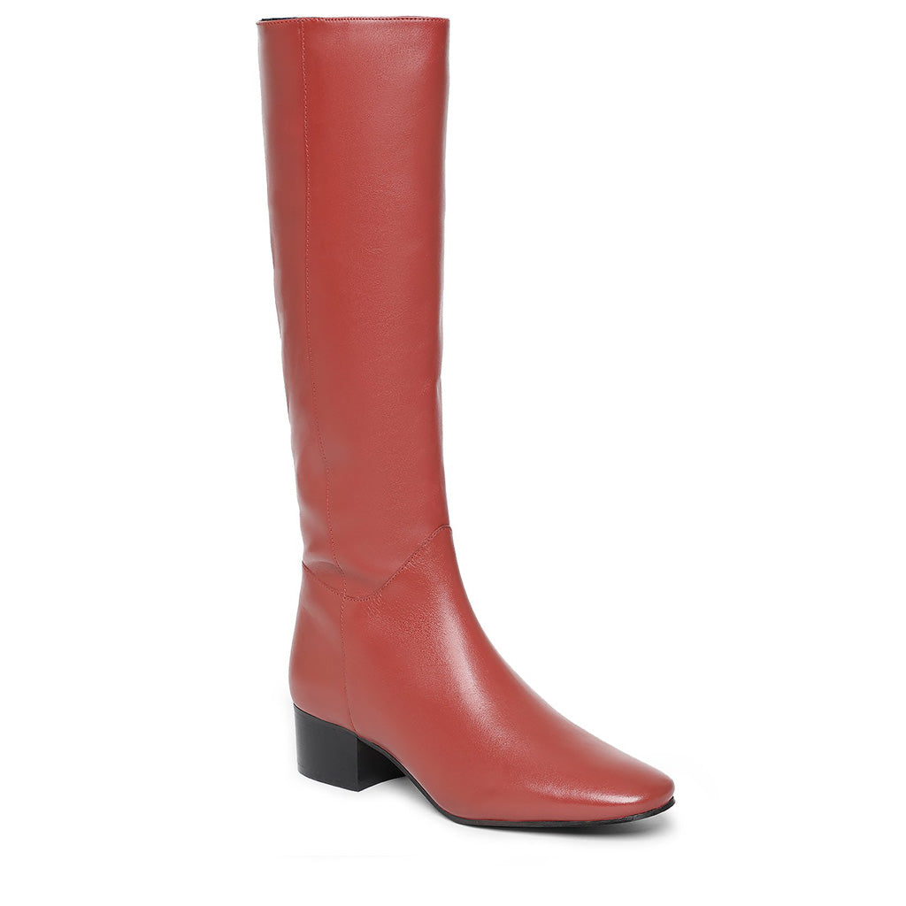 Saint Esther Red Leather Knee High Boots