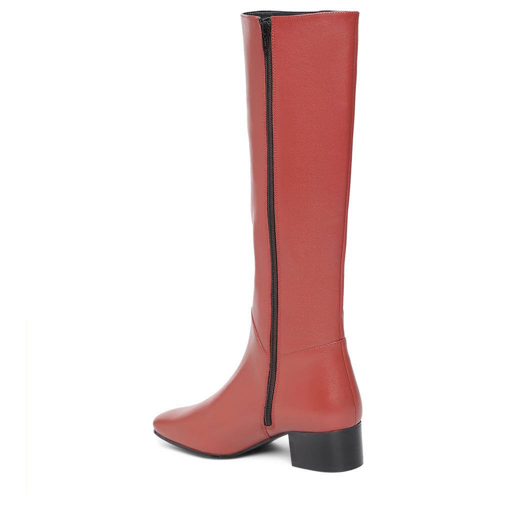 Saint Esther Red Leather Knee High Boots