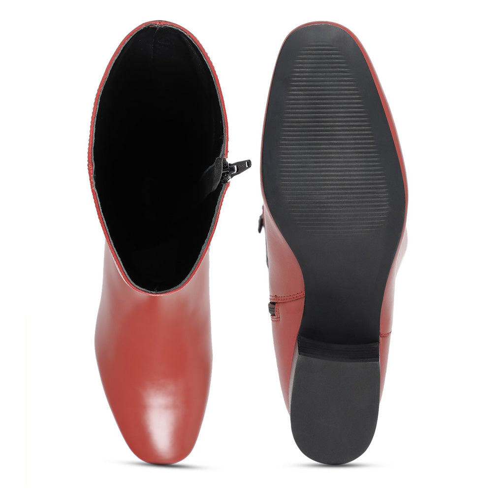 Saint Esther Red Leather Knee High Boots