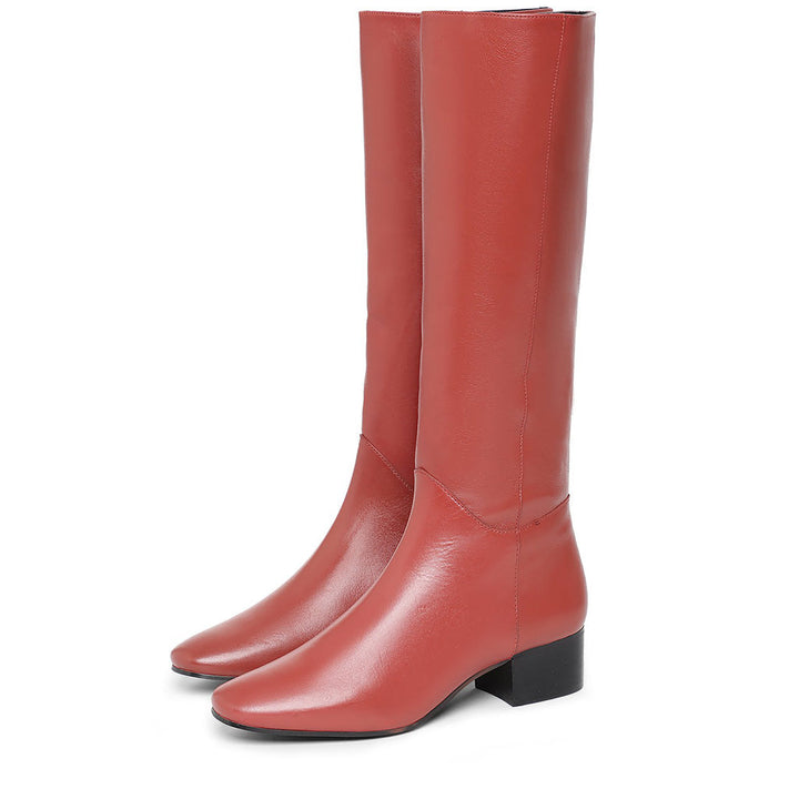 Saint Esther Red Leather Knee High Boots