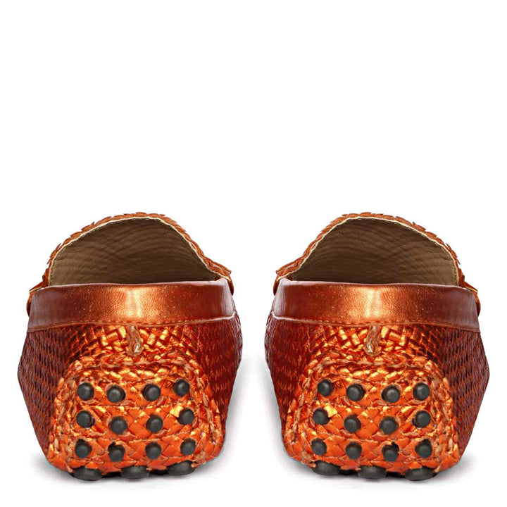 Saint Liana Orange Woven Leather Loafers