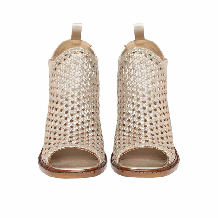 Saint Bella Gold Woven Leather Block Heels
