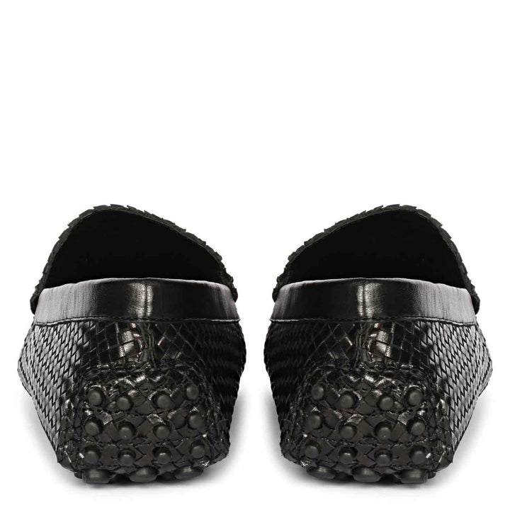 Saint Liana Black Woven Leather Loafers