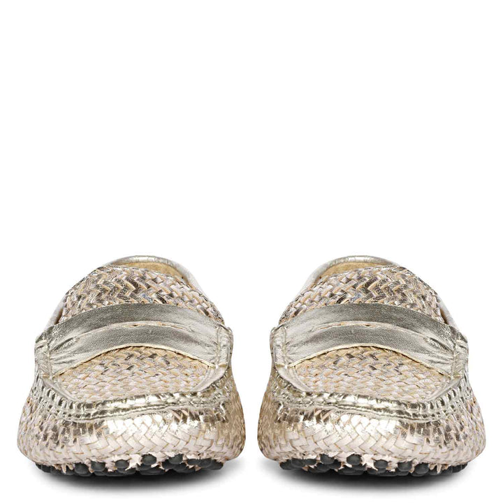 Saint Liana Platin Woven Leather Loafers