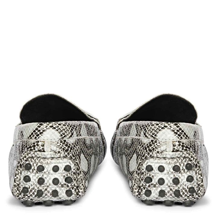 Saint Liana Black & Grey Woven Leather Loafers