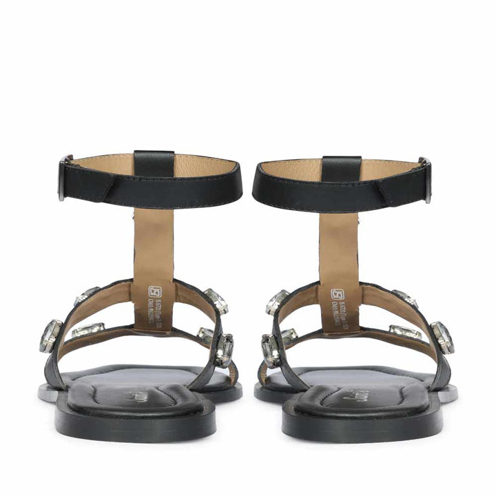 Saint Viola Stone Studded Black Leather Sandals