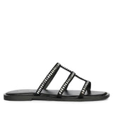 Saint Grady Strass-Embellished Black Leather Sandals