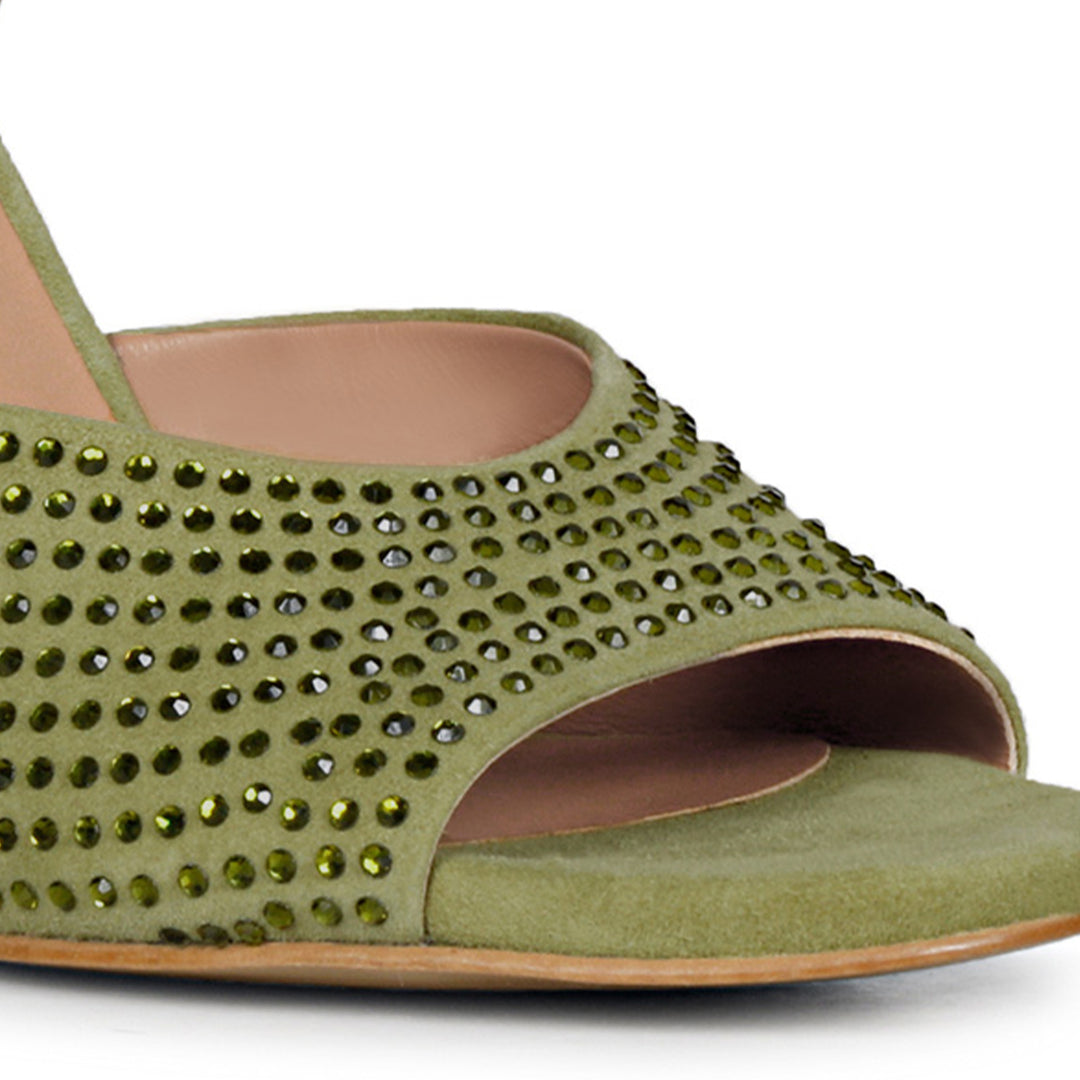 Stud Embellished safari Leather Block Heels