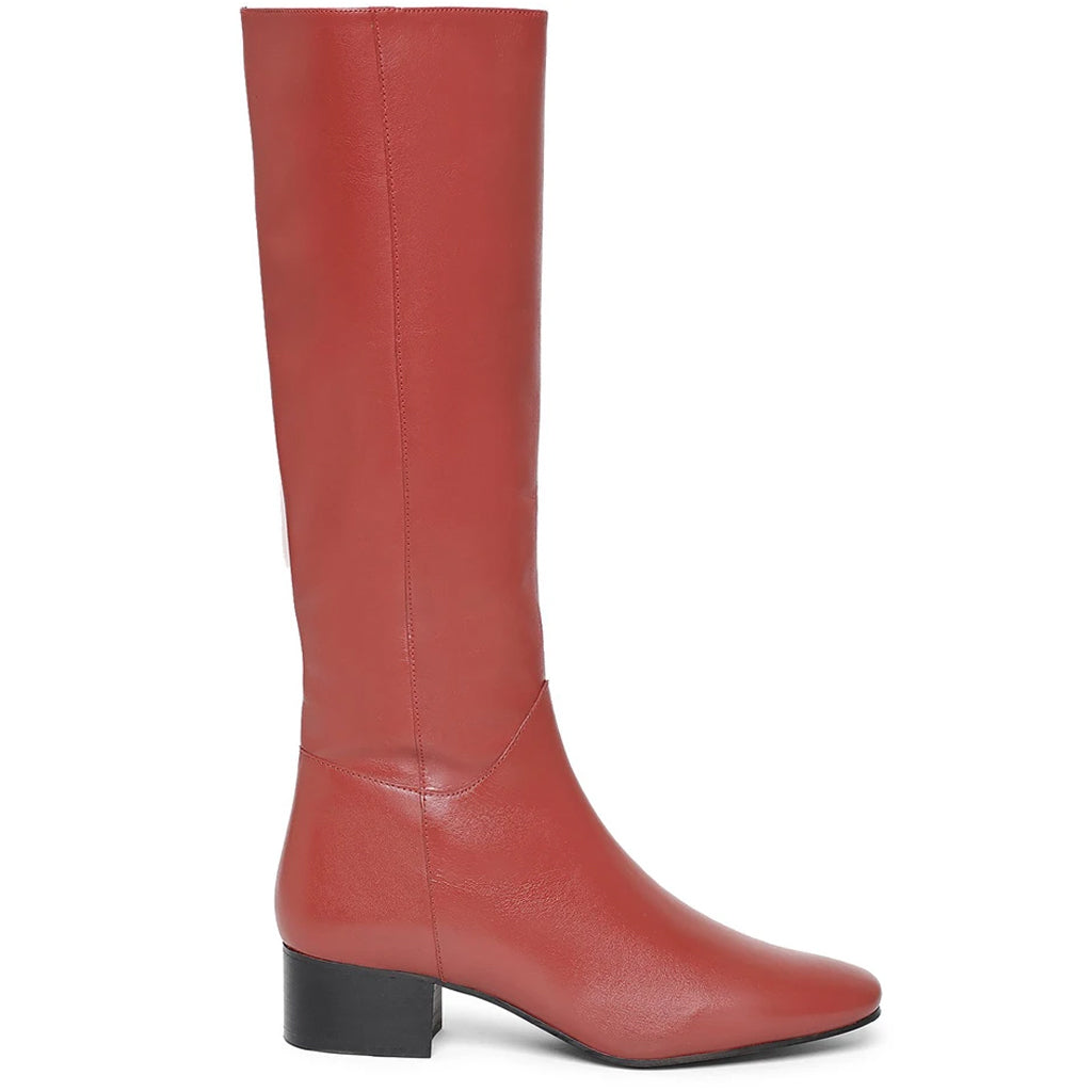 Saint Esther Red Leather Knee High Boots