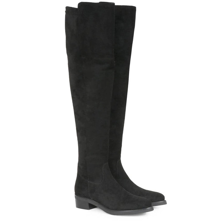 Saint Alicia Black Strech Suede above the knee boots