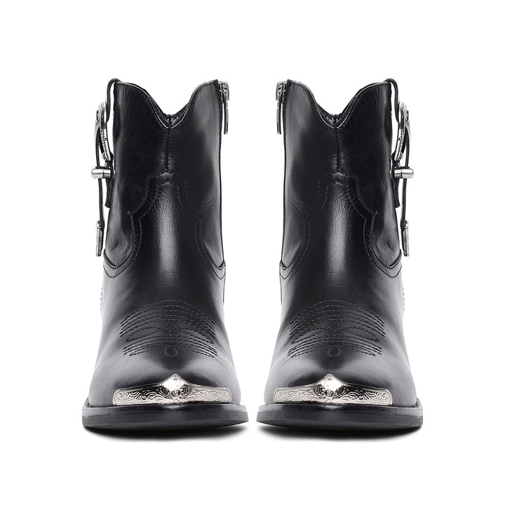 Saint Gessica Buckle Decorative Leather Ankle Boots