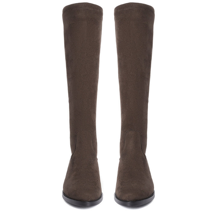 Saint Amy Brown Stretch suede Leather Knee High Boots