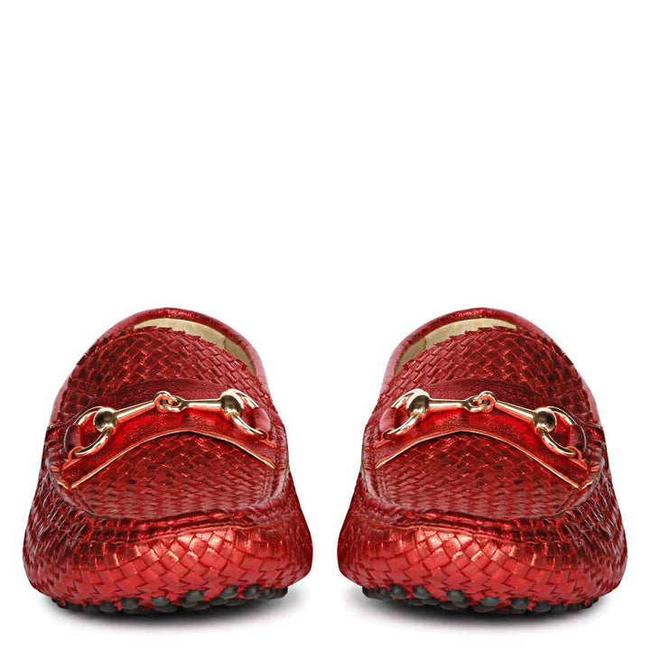 Saint Lucy Red Woven Leather Loafers