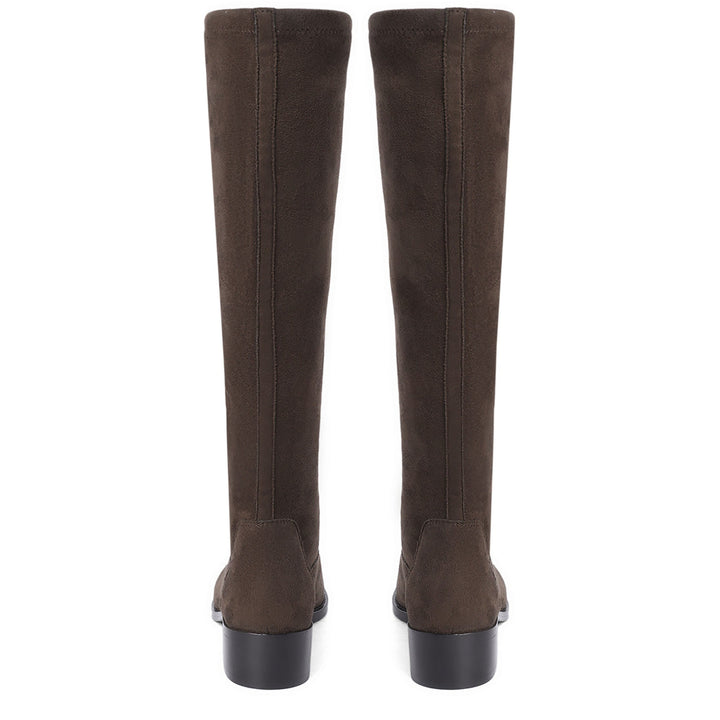 Saint Amy Brown Stretch suede Leather Knee High Boots