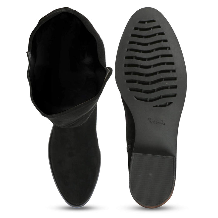 Saint Alicia Black Strech Suede above the knee boots