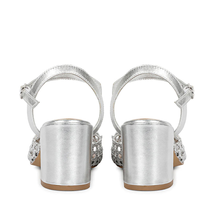 Saint Hana Silver Hand Woven Leather Block Heels