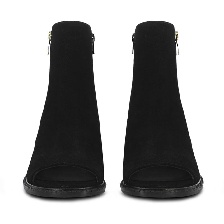 Saint Trudy Black Suede Leather Block Heels