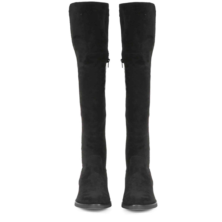 Saint Alicia Black Strech Suede above the knee boots