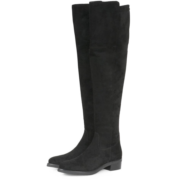 Saint Alicia Black Strech Suede above the knee boots
