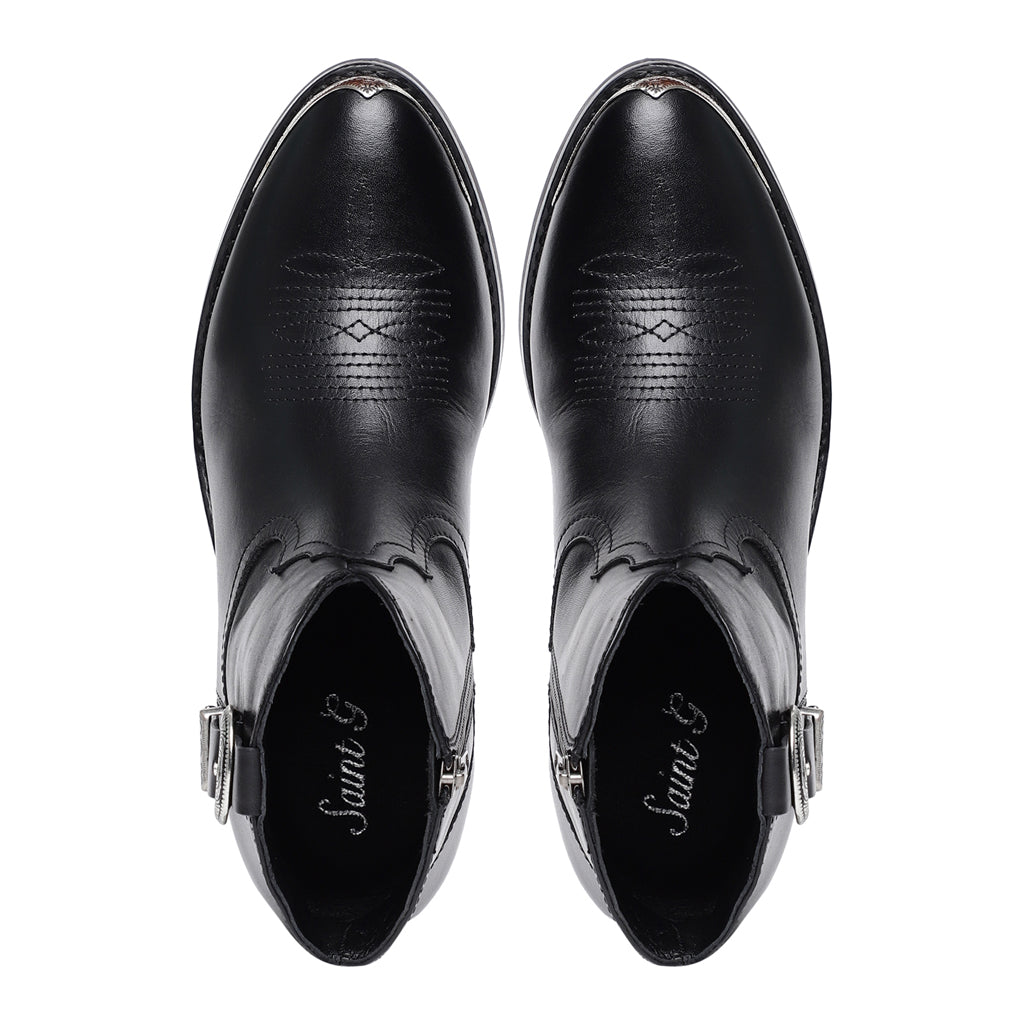 Saint Gessica Buckle Decorative Leather Ankle Boots