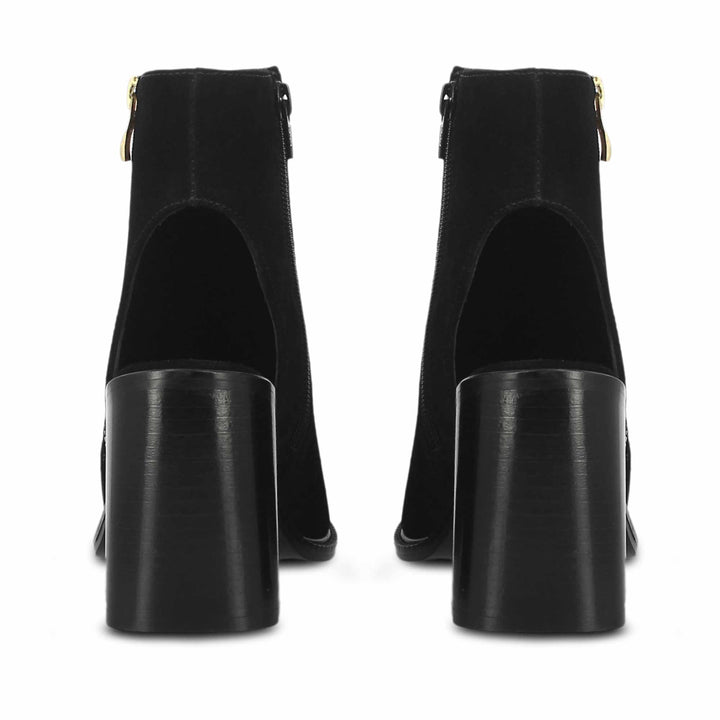 Saint Trudy Black Suede Leather Block Heels