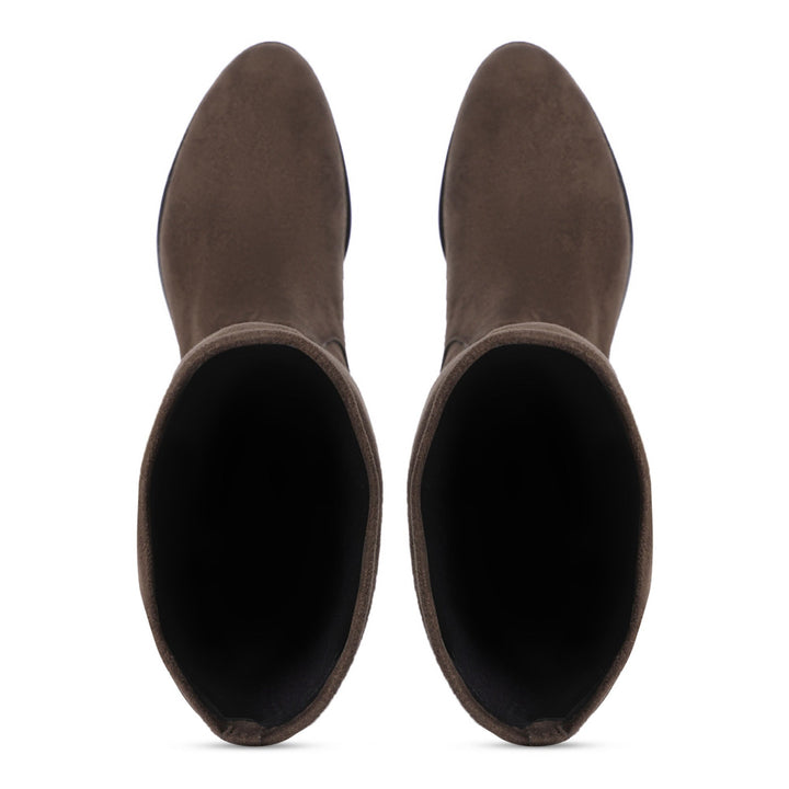 Saint Amy Brown Stretch suede Leather Knee High Boots