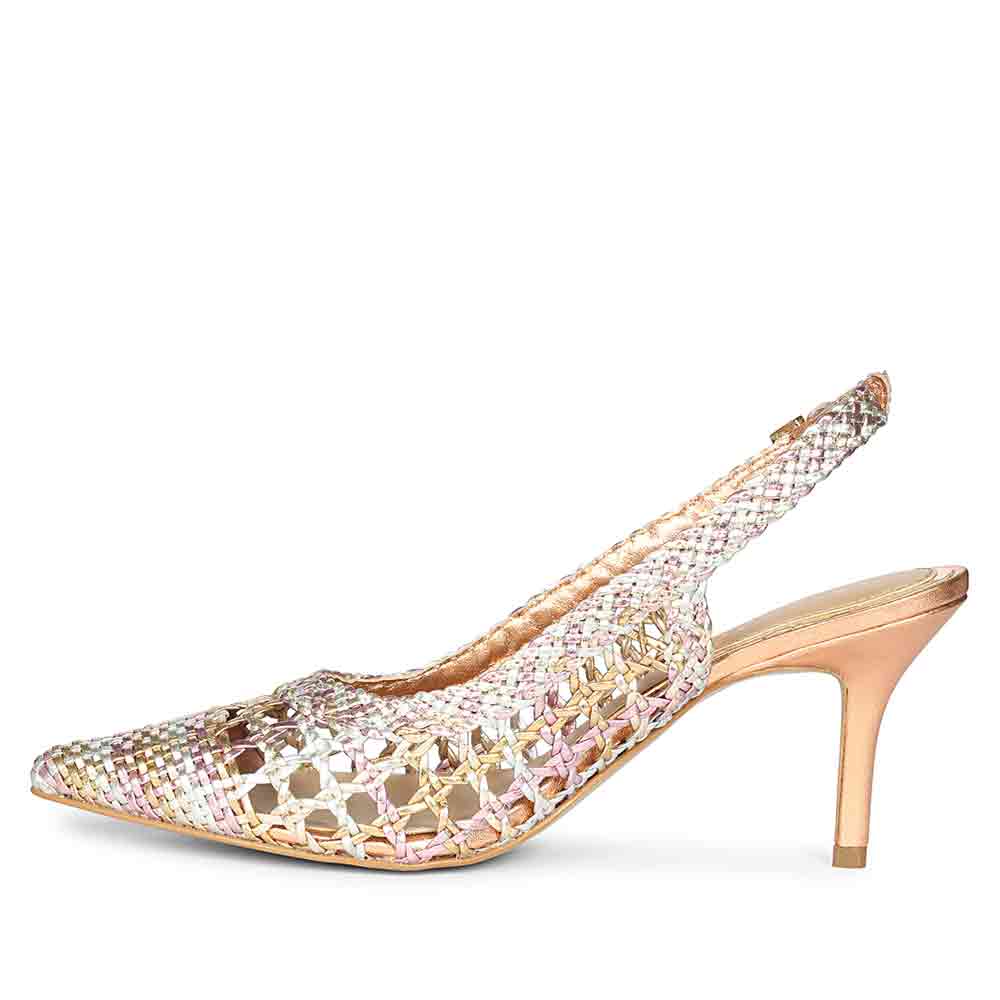 Saint Tamia Pink & Cipria Metallic Hand Woven Leather Pumps