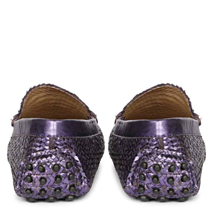 Saint Lucy Purple Woven Leather Loafers