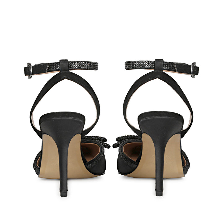 Studded Bow Black Leather Stilettos and Pump