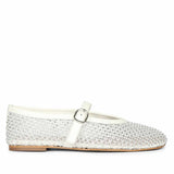 Saint Zoey Strass Embellished White Leather Flats