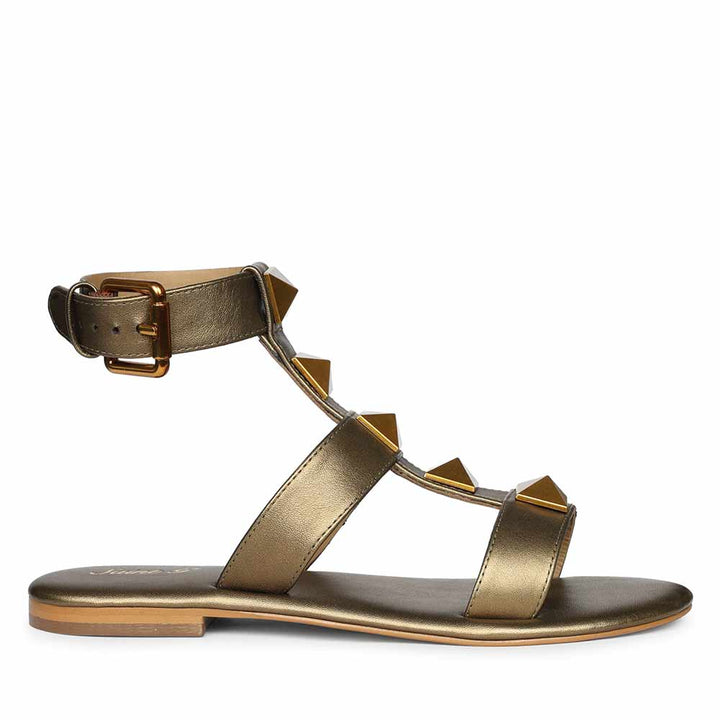 Saint Ida Metal Studded Bronze Metallic Leather Sandals