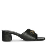 Saint Blair Black Croc-embossed Leather Block Heels