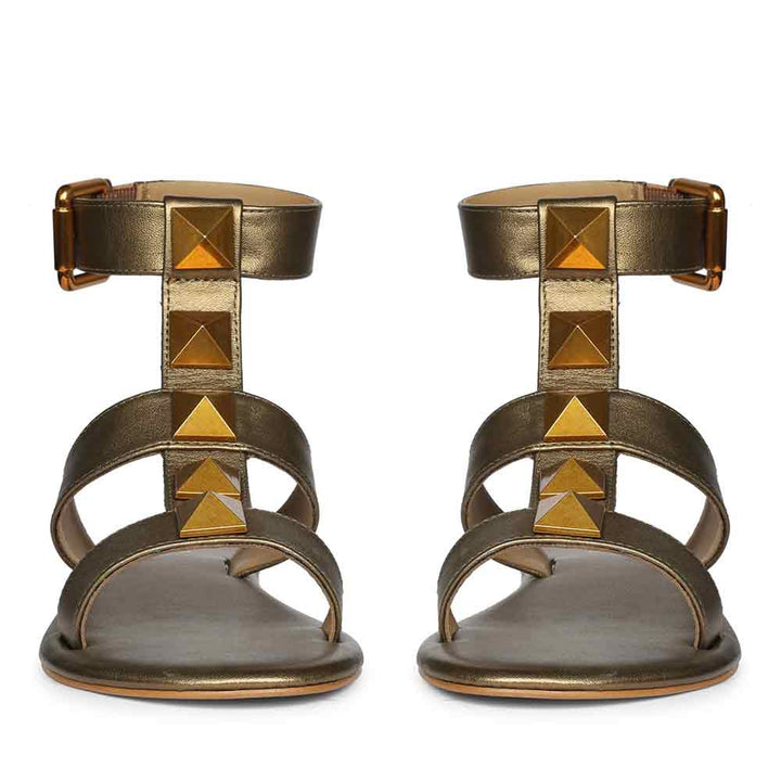 Saint Ida Metal Studded Bronze Metallic Leather Sandals