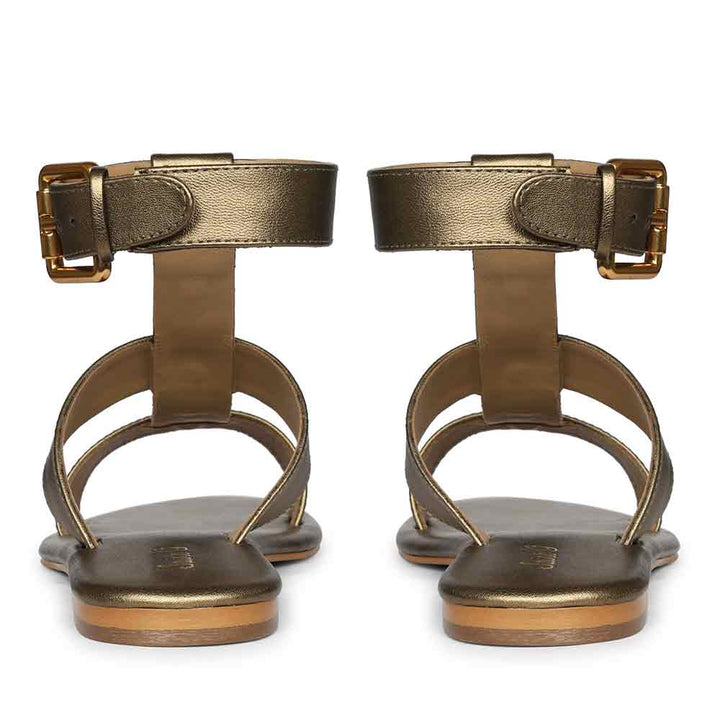 Saint Ida Metal Studded Bronze Metallic Leather Sandals