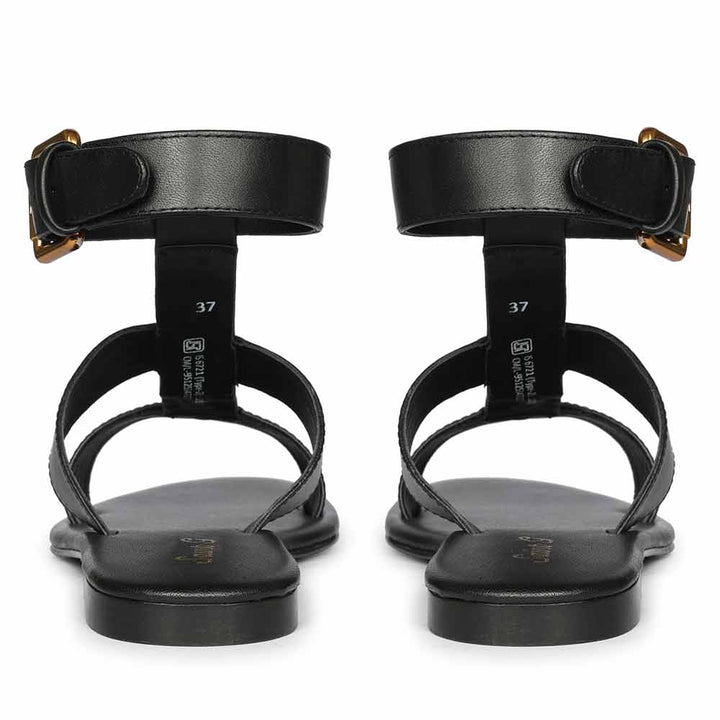 Saint Ida Metal Studded Black Leather Sandals