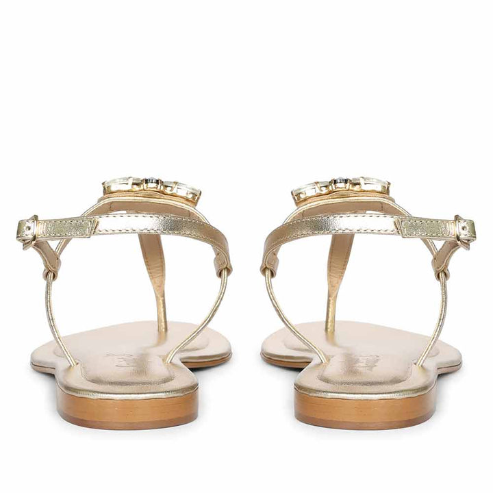 Saint Elara Stone Embellished Platin Leather Sandals