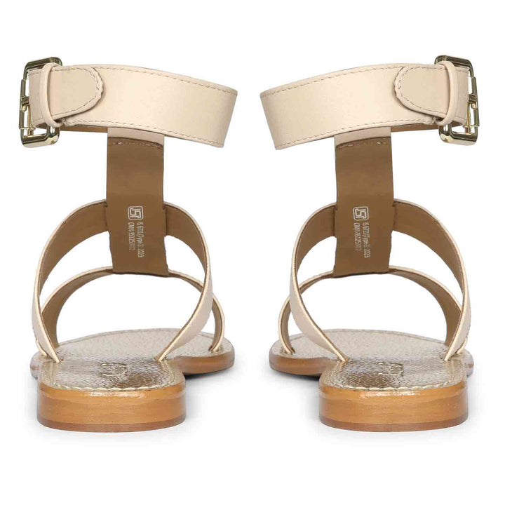 Saint Ida Metal Studded Ivory Leather Sandals