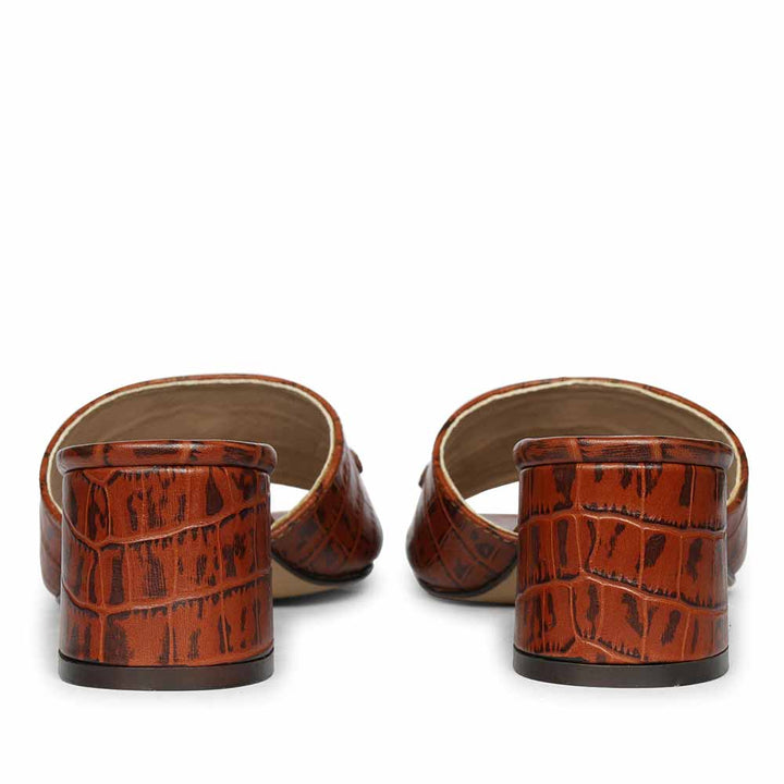 Saint Blair Brown Croc-embossed Leather Block Heels