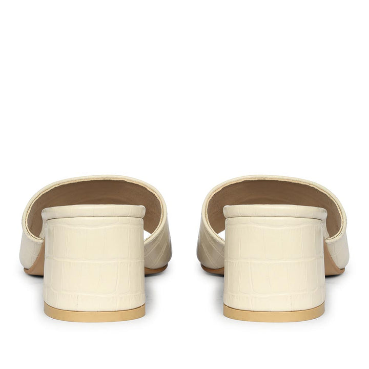 Saint Blair Off-white Croc-embossed Leather Block Heels