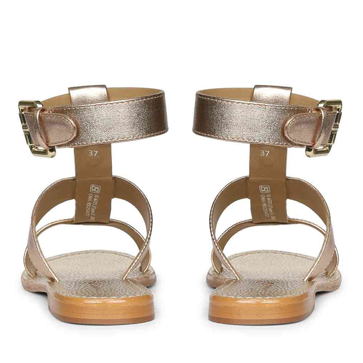 Saint Ida Metal Studded Metallic Rose Leather Sandals