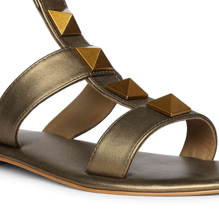 Saint Ida Metal Studded Bronze Metallic Leather Sandals