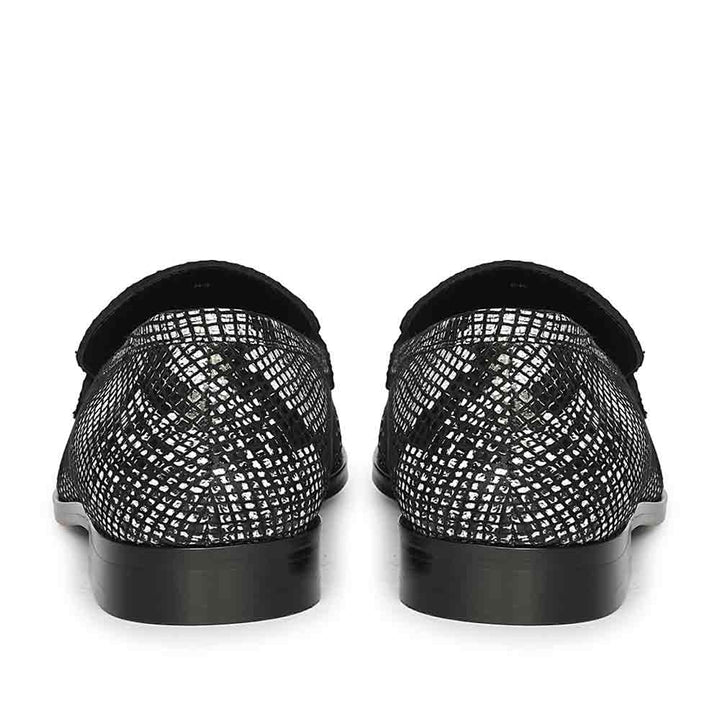 Saint Ellis White and Black Snake Print Leather Loafers.
