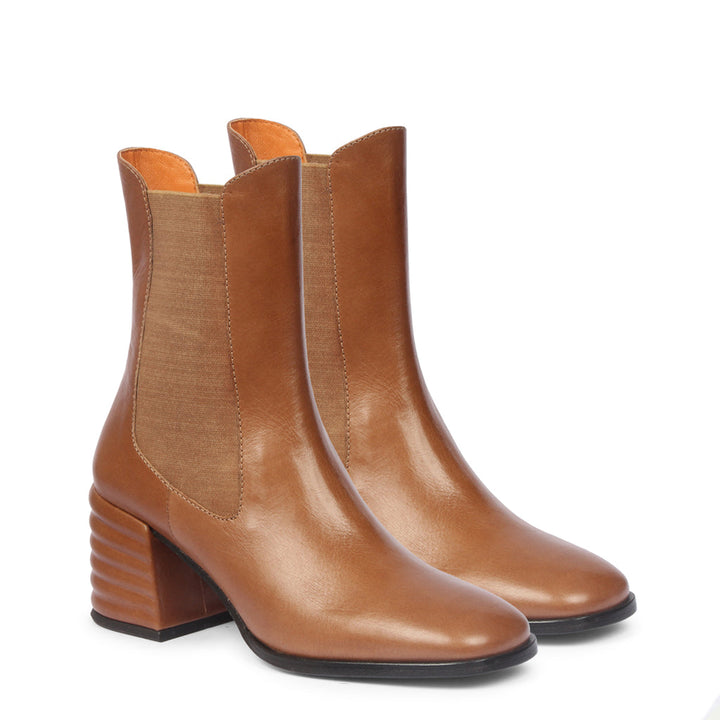 Saint Reagan Taupe Distressed Leather  High Ankle Boots